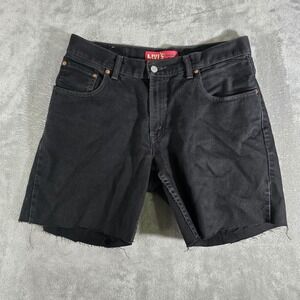Levi's 550 Relaxed Fit Denim Shorts‎ Black Cut Off Jeans Mens Size 33x28